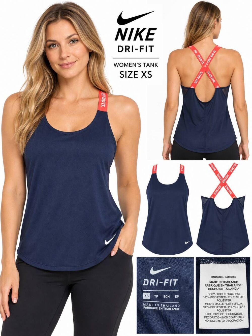 Nike S Dri-FIT Navy “Just Do It” Crossback Tank